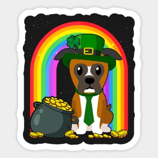 Boxer Rainbow Irish Clover St Patrick Day Dog Gift design Sticker